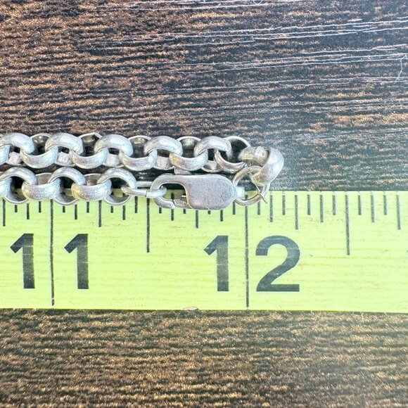 VTG Sterling Silver 925 Round Link Chain Necklace Lobster Clasp Size 24" Length - Picture 8 of 10